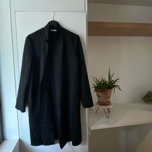 Zara suede oversized long jacket black